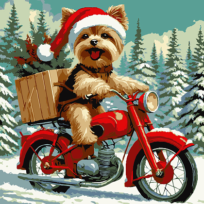 Картина за номерами Песик у шапці (30х30 см), бренду Strateg - KUBIX