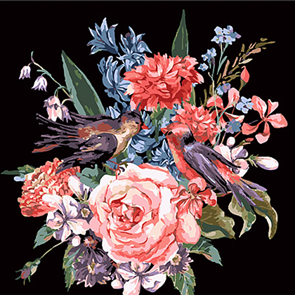 Картина по номерам Винтажная цветочная акварель (40х40 см), бренду Strateg - KUBIX