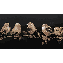 Картина по номерам Птицы на ветке (50х25 см)