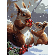 Миниатюра товара Картина по номерам Зимние белочки (30х40 см) - 1