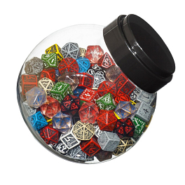 Банка кубиков Jar of dice with D6, D10, D20