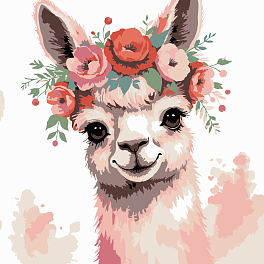 Картина за номерами Альпака у вінку (20х20 см)