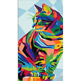 Картина по номерам Милый кот в стиле поп-арт (50х25 см)