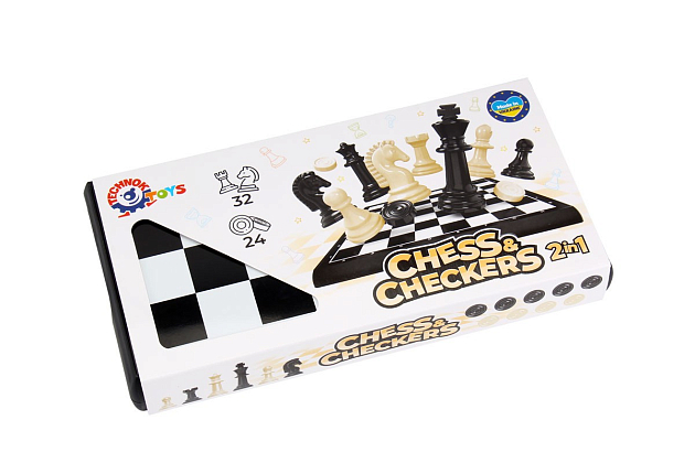 Настольная игра Шахматы и шашки 2в1, бренду TechnoK, для 2-2 гравців - KUBIX