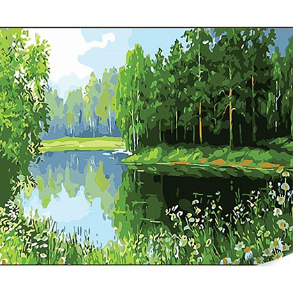Картина по номерам Пруд в лесу (30х40 см), бренду Strateg - KUBIX
