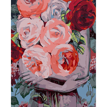 Картина за номерами Рожеві півонії в обіймах (40х50 см), бренду Strateg - KUBIX