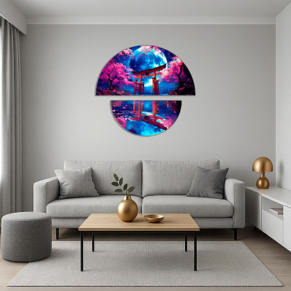 Картина по номерам Тишина японской ночи (полукруги) (70х70 см), бренду Origami - KUBIX