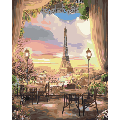 Картина по номерам Столики в Париже (40х50 см), бренду Strateg - KUBIX