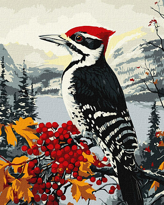 Картина по номерам Дятел на ветке (40х50 см), бренду Идейка - KUBIX