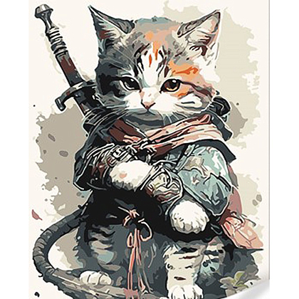 Картина за номерам Кіт в костюмі самурая (30х40 см), бренду Strateg - KUBIX
