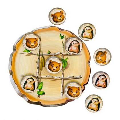 Настольная игра Крестики-нолики: ежик и мишка, бренду Ubumblebees, для 2-2 гравців - KUBIX