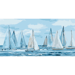 Картина за номерами Вітрильники у воді (50х25 см)