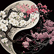 Мініатюра товару Картина за номерами Симетрія Інь-янь з квітами (40х40 см) - 1