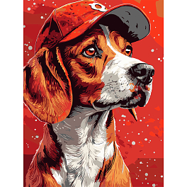 Картина по номерам Собака в кепке (30х40 см)