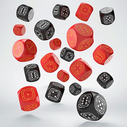 Набір кубиків Fortress Compact Black & Red D6 Dice (20), бренду Q-Workshop - KUBIX