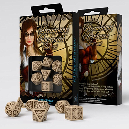 Набор кубиков Steampunk Clockwork Beige & brown Dice Set (7шт.)