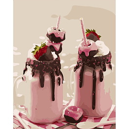 Картина по номерам Молочный коктейль с клубникой (40х50 см)