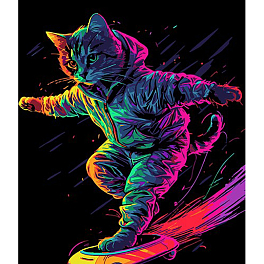 Картина за номерами Кіт на скейті (30х40 см)