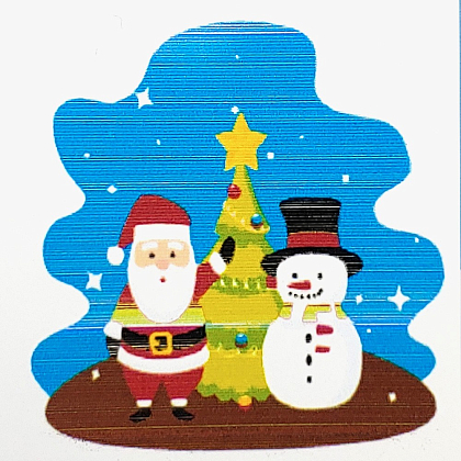 Картина по номерам Дед Мороз со снеговиком под елкой (20х20 см), бренду Strateg - KUBIX