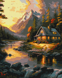 Картина по номерам Захід сонця в лісі (40х50 см)