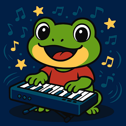 Картина по номерам Жаба і піаніно (25х25 см), бренду Ідейка - KUBIX