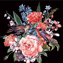 Картина по номерам Винтажная цветочная акварель (40х40 см)