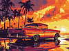 Картина по номерам Ретро авто на заході сонця (30х40 см)