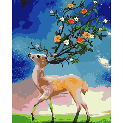Картина за номерами Квіткові роги (30х40 см), бренду Strateg - KUBIX
