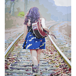 Картина по номерам Девушка с гитарой (30х40 см)