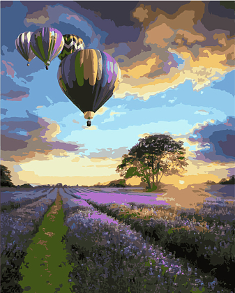 Картина по номерам Кулі над лавандовим полем (40х50 см), бренду Origami - KUBIX