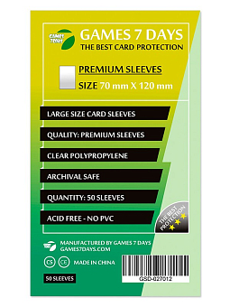Протекторы Games7Days (70 x 120 мм) Premium Large Size (50 шт)