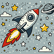 Мініатюра товару Картина по номерам Космічна ракета (25х25 см) - 1