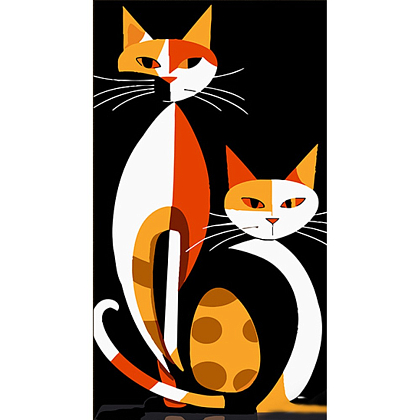 Картина по номерам Геометрические кошки в стиле сюрреализма (50х25 см), бренду Strateg - KUBIX