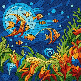 Картина по номерам Морський світ Вітраж (30х30 см)