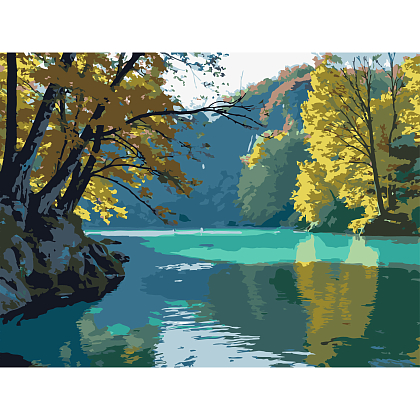 Картина за номерами Смарагдове озеро (30х40 см), бренду Strateg - KUBIX