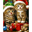 Мініатюра товару Картина за номерами Новорічні котики (40х50 см) - 1
