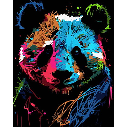 Картина по номерам Красочная панда в стиле поп-арт (40х50 см), бренду Strateg - KUBIX