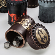 Мініатюра товару Стакан для кубиків Flying Dragon Brown & golden Leather Dice Cup - 2