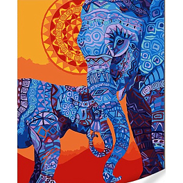 Картина за номерами Індійські слони (40х50)