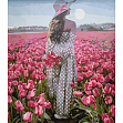 Миниатюра товара Картина по номерам Девушка в поле с тюльпанами (30х40 см) - 1