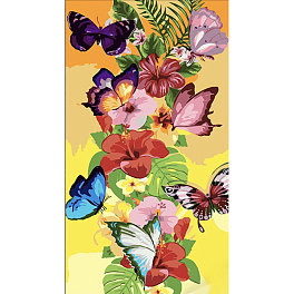 Картина по номерам Красочные цветы и бабочки (50х25 см)