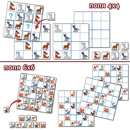 Головоломка дитяча Судоку. Тварини, бренду Київська фабрика іграшок, для 1-1 гравців - 3 - KUBIX
