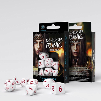 Набор кубиков Classic Runic White & red Dice Set (7 шт.) - KUBIX Набор кубиков Classic Runic White & red Dice Set (7 шт.)