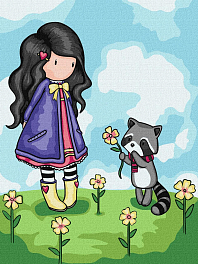 Картина по номерам Девушка с енотом (30х40 см)