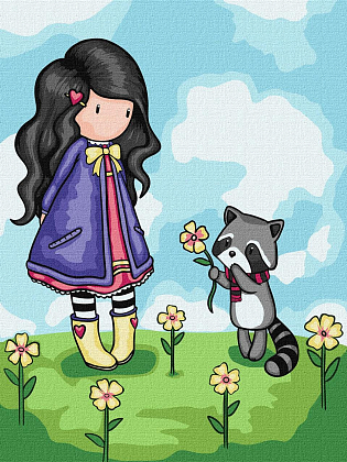 Картина по номерам Девушка с енотом (30х40 см), бренду Идейка - KUBIX