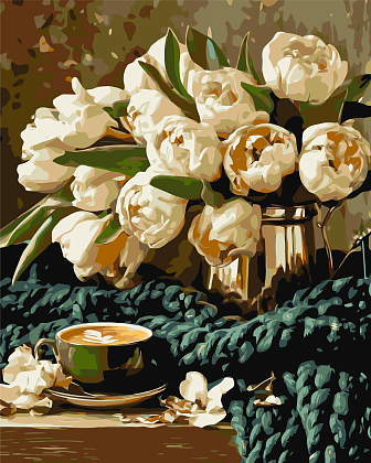 Картина по номерам Букет цветов с кофе (40х50 см), бренду Origami - KUBIX