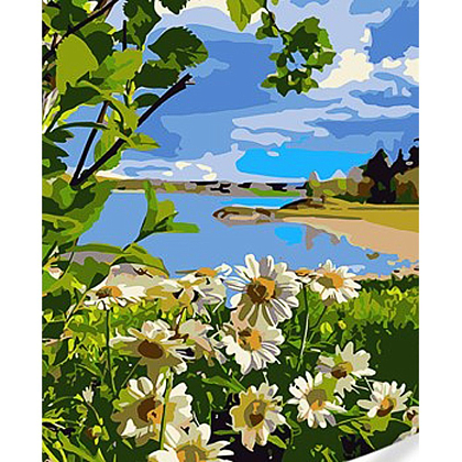 Картина по номерам Ромашки на берегу озера (30х40 см), бренду Strateg - KUBIX