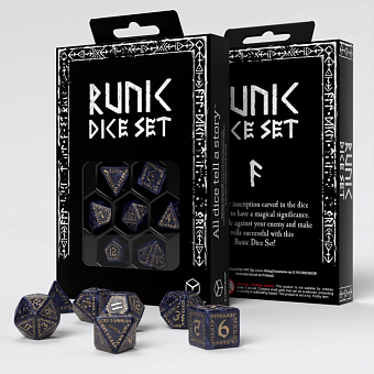 Набор кубиков Runic Mixed-blue & gold Dice Set - KUBIX Набор кубиков Runic Mixed-blue & gold Dice Set