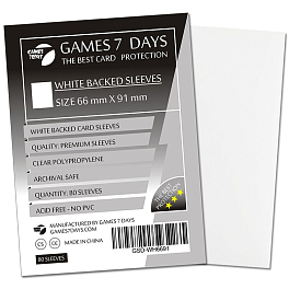 Протекторы Games7Days (66 х 91 мм/63.5x88 мм) White Premium MTG (80 шт)