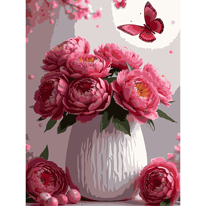 Картина за номерами Квіти у вазі (30х40 см), бренду Strateg - KUBIX
